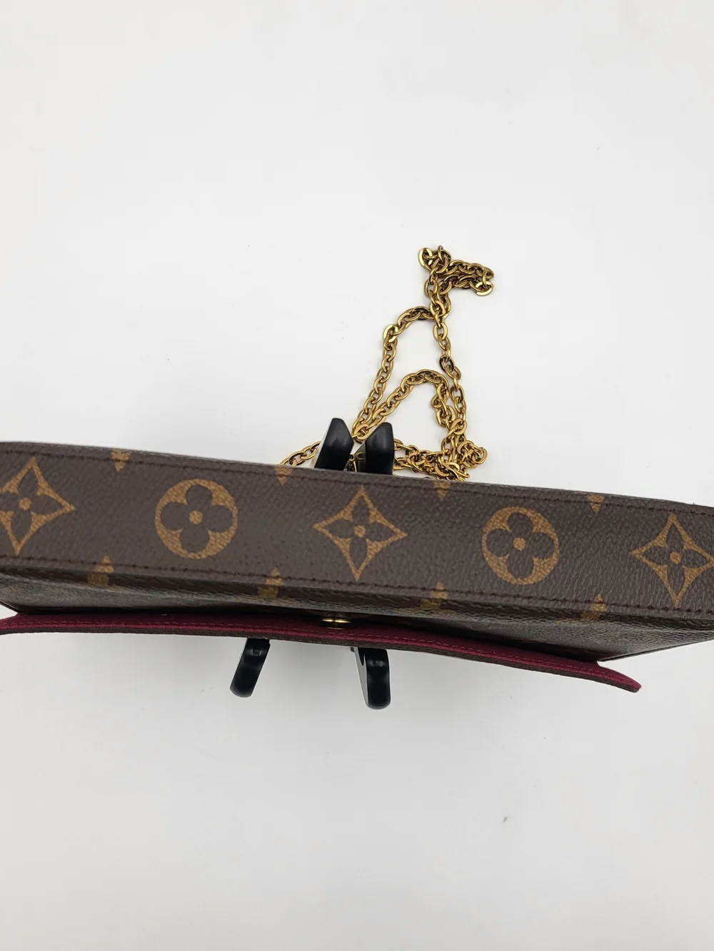 LOUIS VUITTON Monogram Pochette Felicie Chain Wallet Fuchsia, Authentic w/COA.